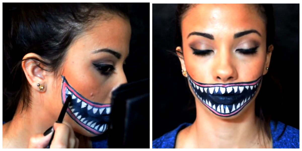 макияж на хеллоуин улыбка